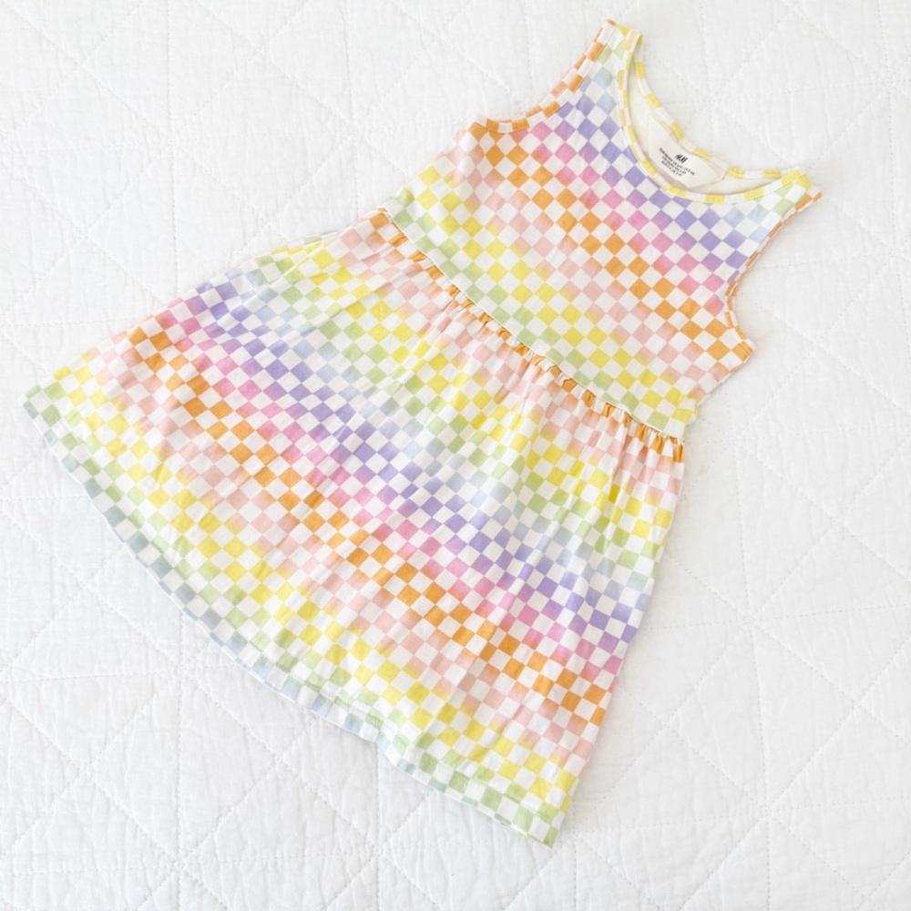3T/4T H&M Kids Multicolor Rainbow Checkered Casual Dress